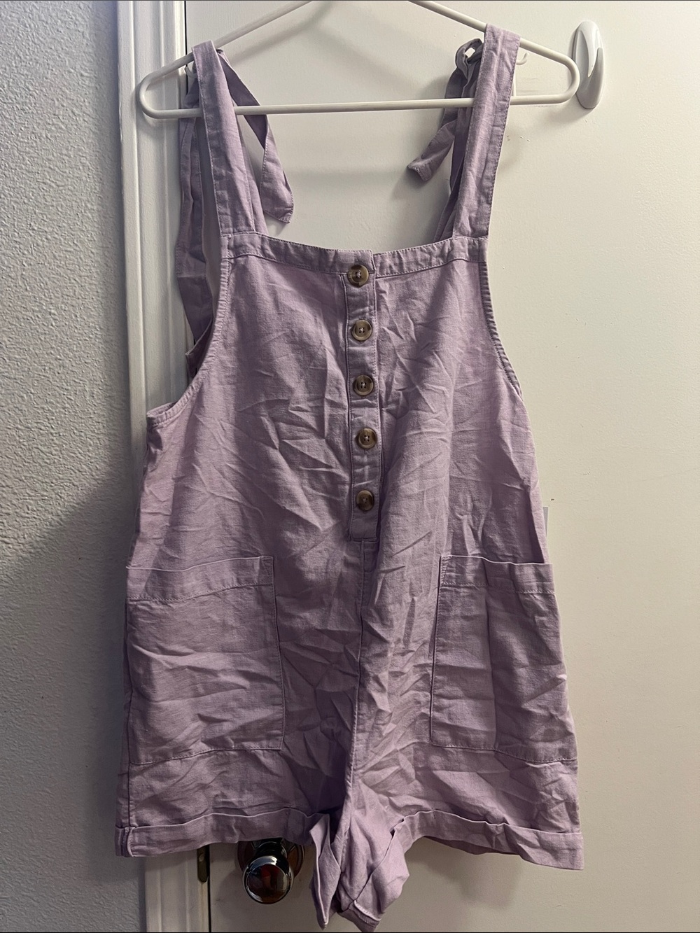 O'Neill Lailac Button-Front Tie-Shoulder Romper